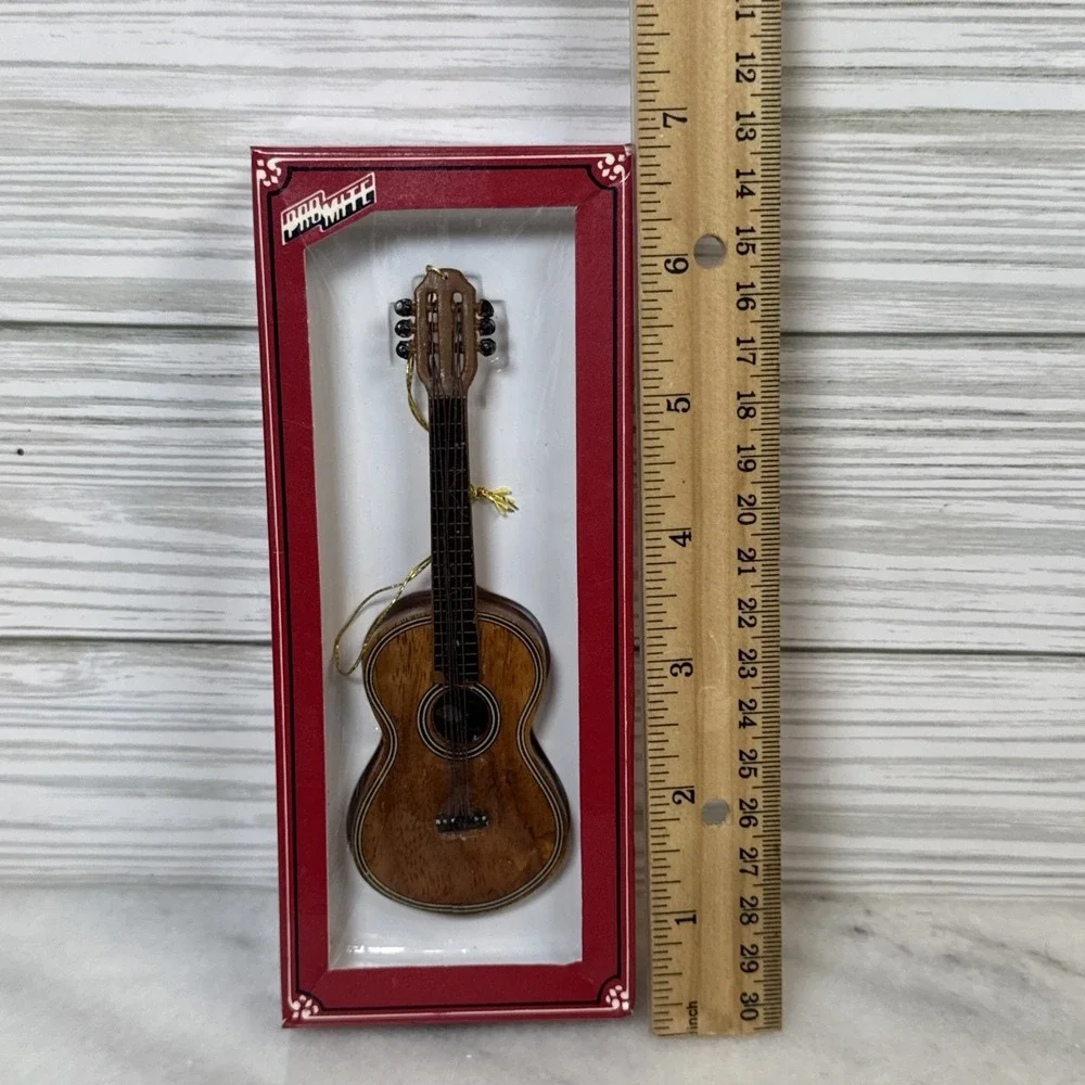 Pro-Mite Guitar Ornament Unisex OS Brown Excellent Handcrafted Wood Miniature